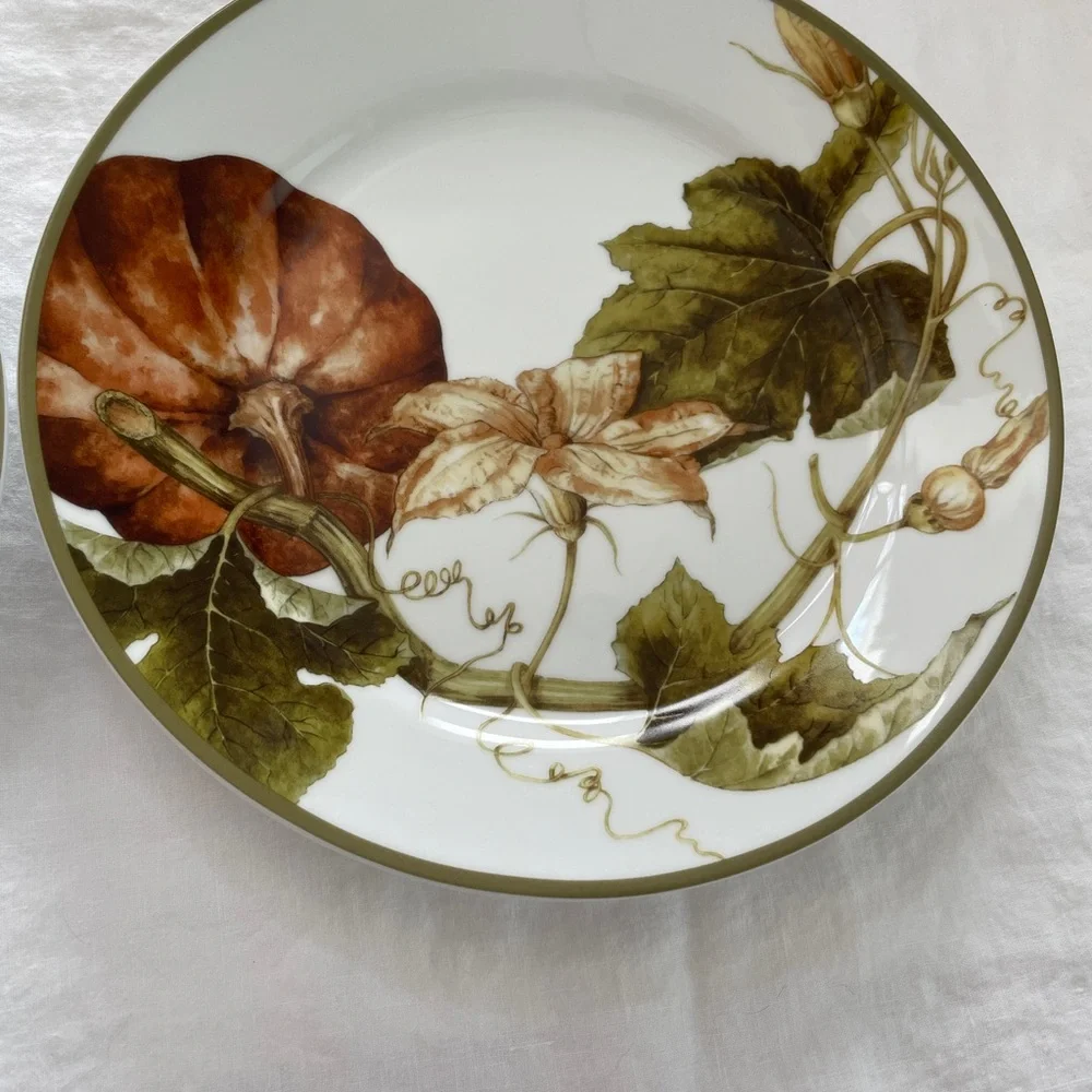 Williams Sonoma Botanical Pumpkin Dinner Plates 11” diameter (Set of 2)